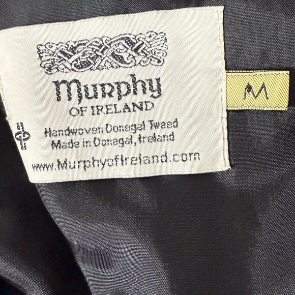 Murphy of Ireland Vest Waistcoat Black Handwoven 100% Wool Donegal Tweed Sz M - Picture 2 of 7
